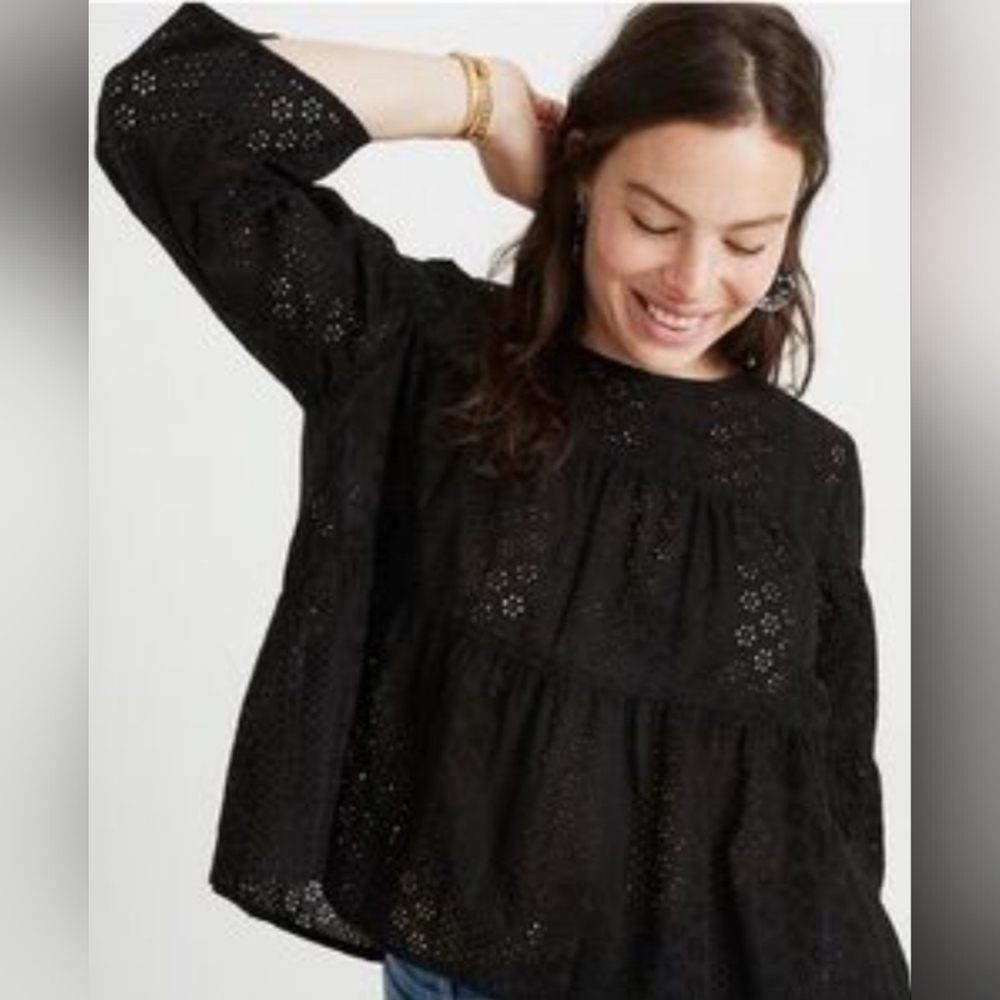 Madewell Black Eyelet Blouse